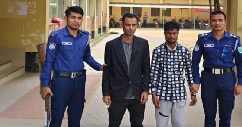 গ্রেফতারকৃত প্রদীপ ও আলাউদ্দিন। ছবি: প্রতিনিধি