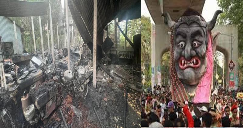 পহেলা বৈশাখের মোটিফ বানানো চিত্রশিল্পীর বাড়িতে দুর্বৃত্তদের আগুন