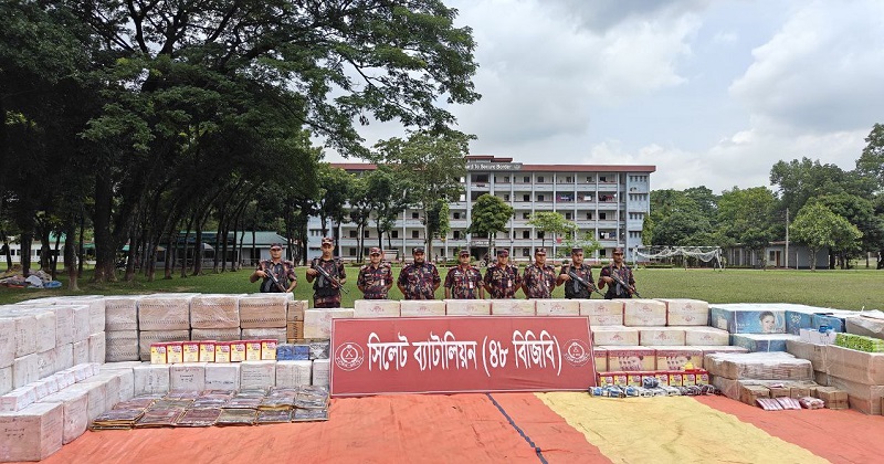 সিলেট সীমান্তে ৬ কোটি টাকার চোরাচালান পণ্য জব্দ