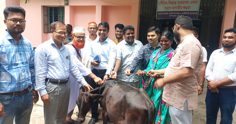 রাণীশংকৈলে ক্ষুদ্র নৃ-গোষ্ঠীদের মাঝে বকনা গরু বিতরণ