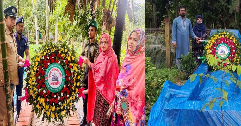  শহিদের কবরে শ্রদ্ধা নিবেদন করেন উপজেলা নির্বাহী অফিসার মাহমুদ কুলসুম মনিসহ অন্যরা। : খোলা কাগজ