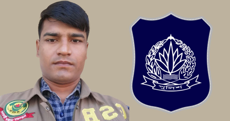 আটক পুলিশ সদস্য মুনিরুল ইসলাম। ছবি : প্রতিনিধি
