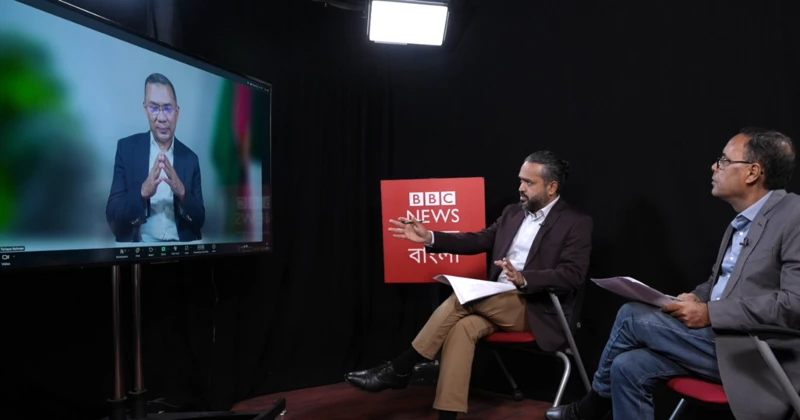 বিবিসি বাংলার সাথে সাক্ষাৎকারে বিএনপির ভারপ্রাপ্ত চেয়ারম্যান তারেক রহমান। ছবি : বিবিসি বাংলা
